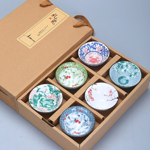 Heritaste - Elegante 6-delige Vintage Blauw en Witte Theekopjes Set