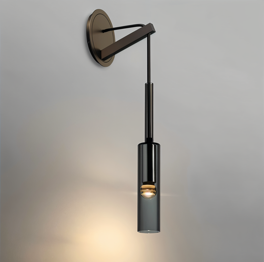 GlowMist - Minimalistische Kristallen Wandleuchte met Rookglas