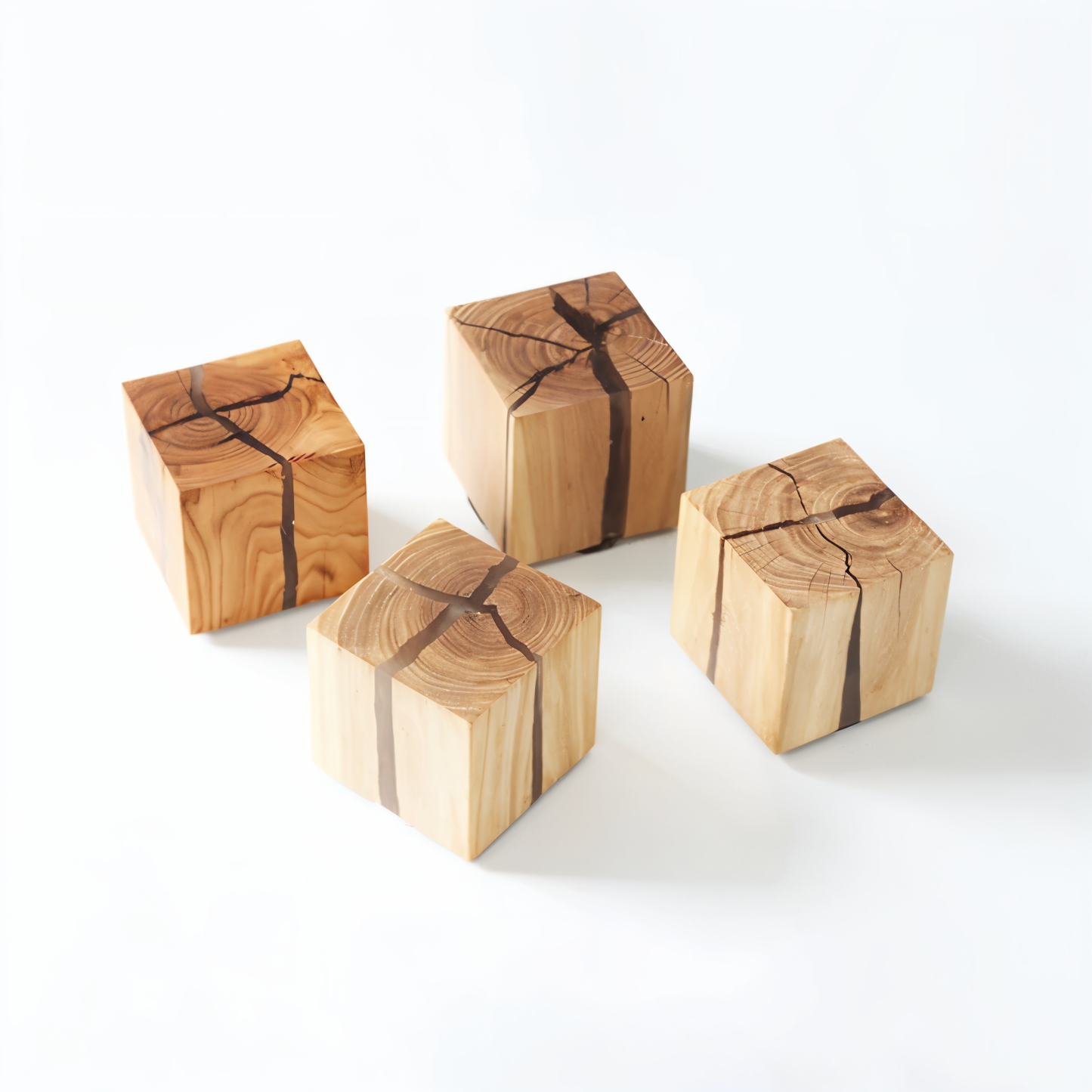 HoloWood - Artistieke houten kubus wandlamp met LED-verlichting