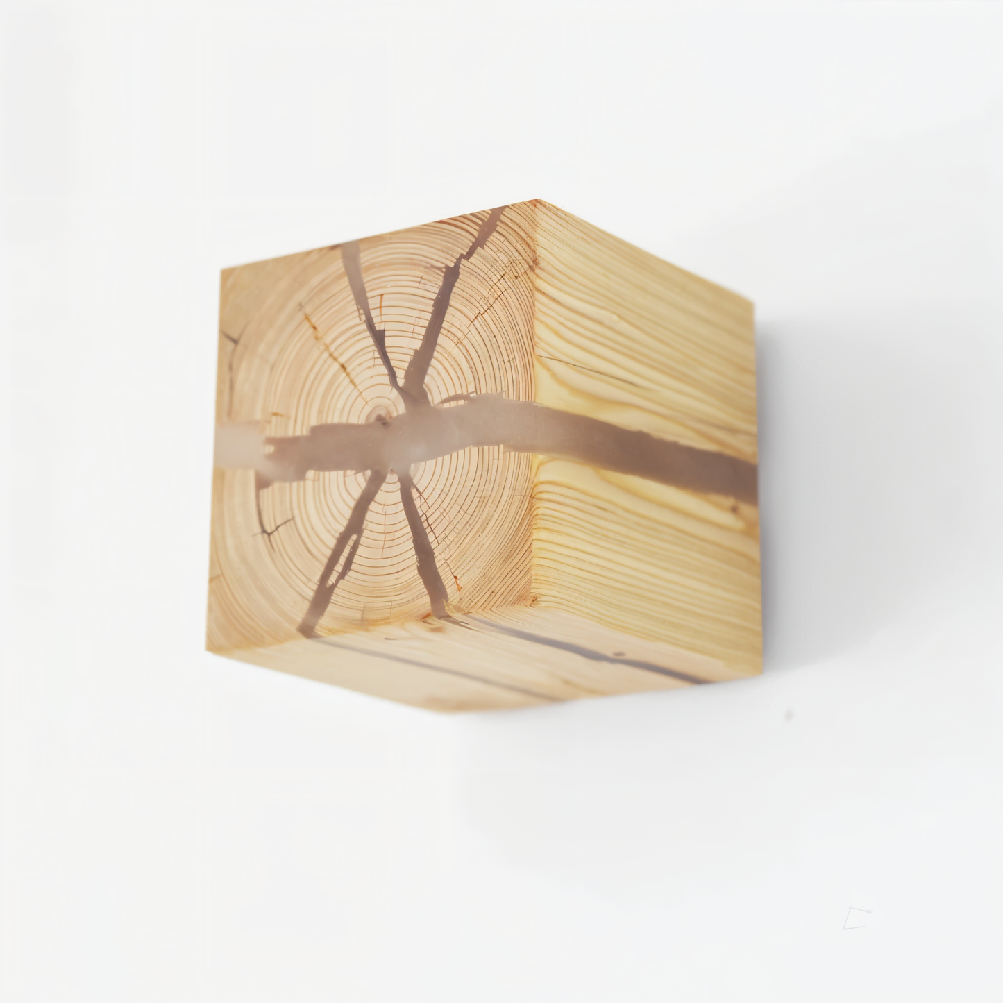 HoloWood - Artistieke houten kubus wandlamp met LED-verlichting