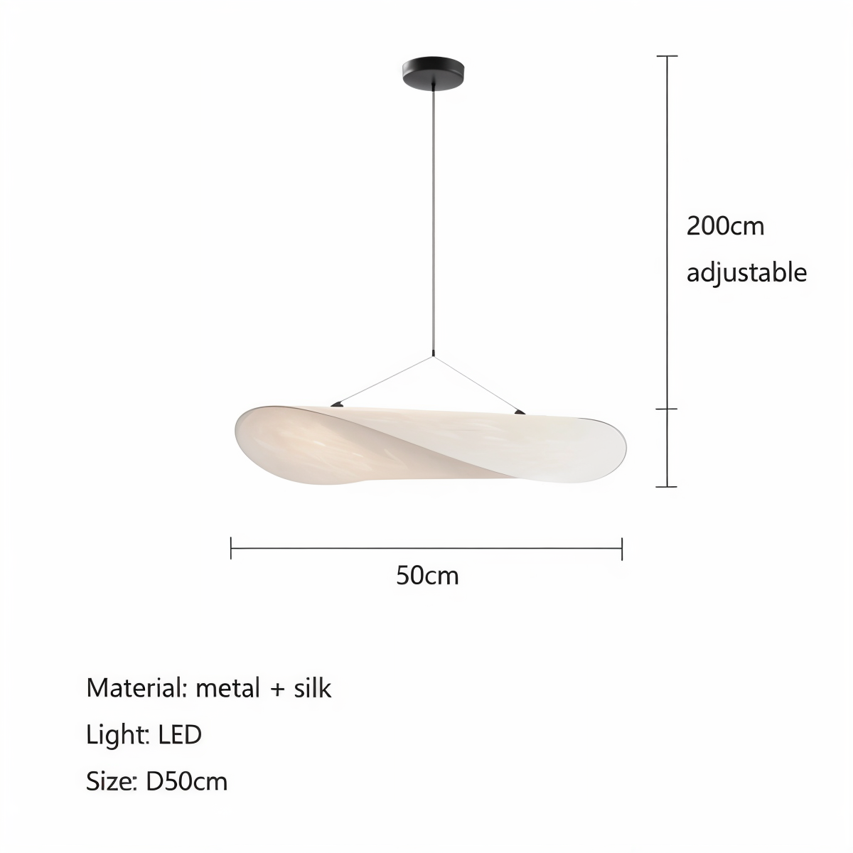 Silkylight - Handgemaakte stoffen LED hanglamp, modern design