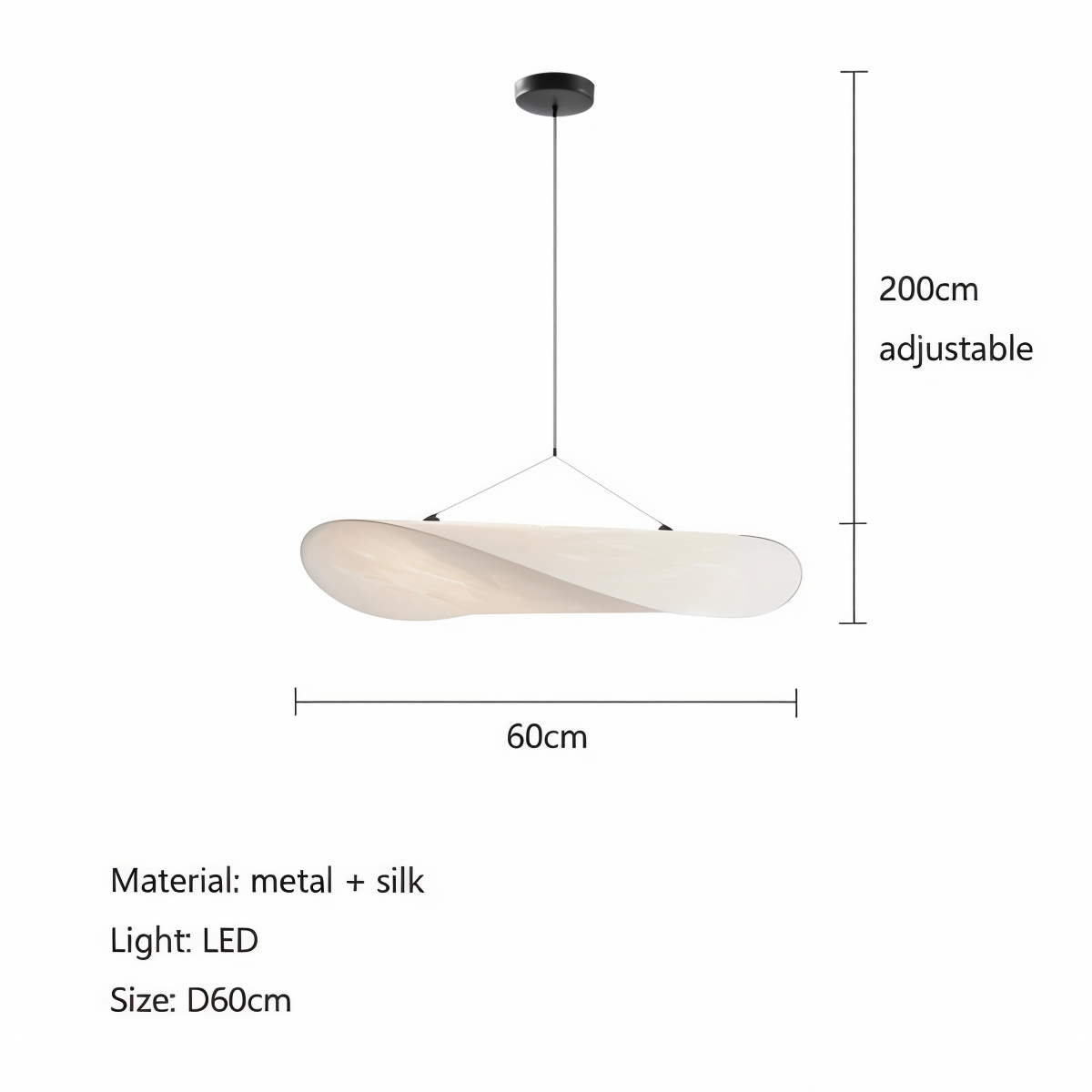 Silkylight - Handgemaakte stoffen LED hanglamp, modern design