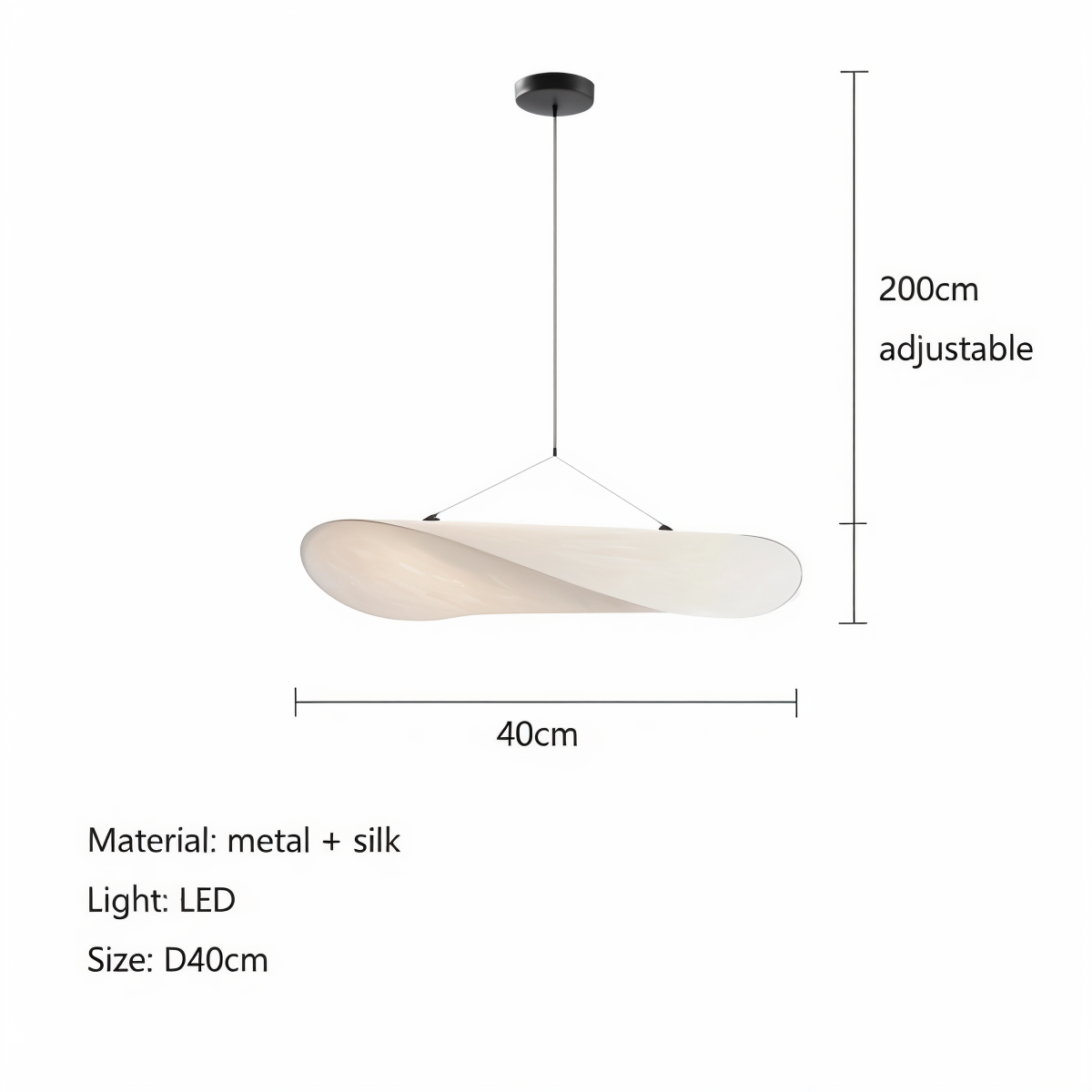 Silkylight - Handgemaakte stoffen LED hanglamp, modern design