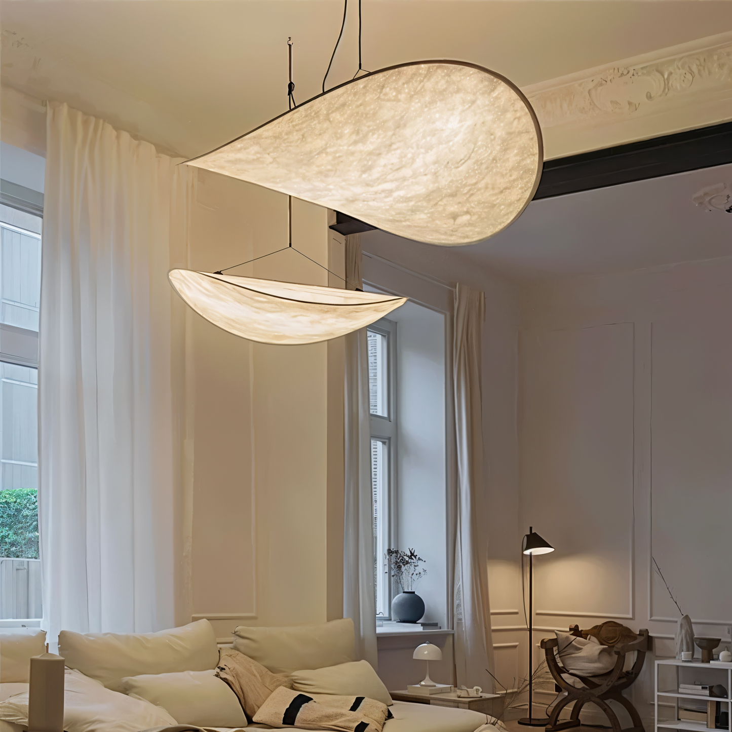 Silkylight - Handgemaakte stoffen LED hanglamp, modern design