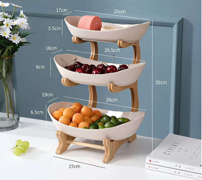 PureStack - Drie laags houten serveerblad voor snacks