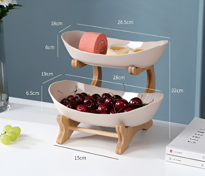 PureStack - Drie laags houten serveerblad voor snacks