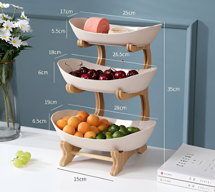 PureStack - Drie laags houten serveerblad voor snacks