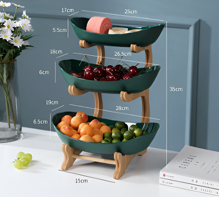 PureStack - Drie laags houten serveerblad voor snacks