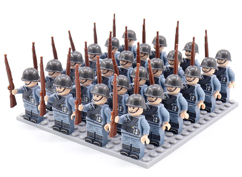 BattleBricks - Set van 21 militaire bouwstenen uit WOII - Duits, Frankrijk, Italië, China