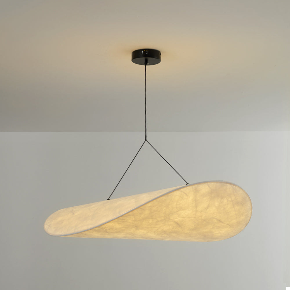 Eleganzia | Modern LED Hanglamp van Metaal en Kunstzijde in Wit voor een Rustgevende Slaap