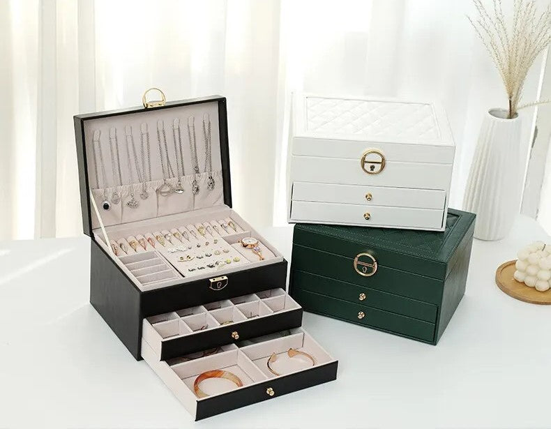 Jewellea - Mehrschichtige Leder-Schmuckschatulle