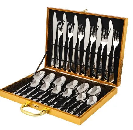 Elegantra - De prachtige 24-delige bestekset in zilver en goud