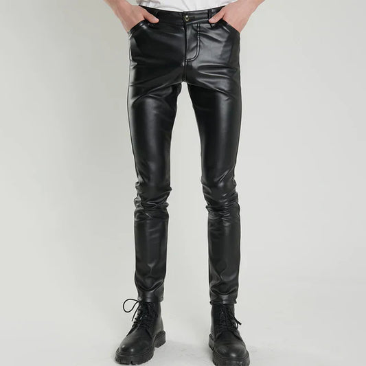 SlimFlex - Skinny fit leren broek met elastiek voor mannen