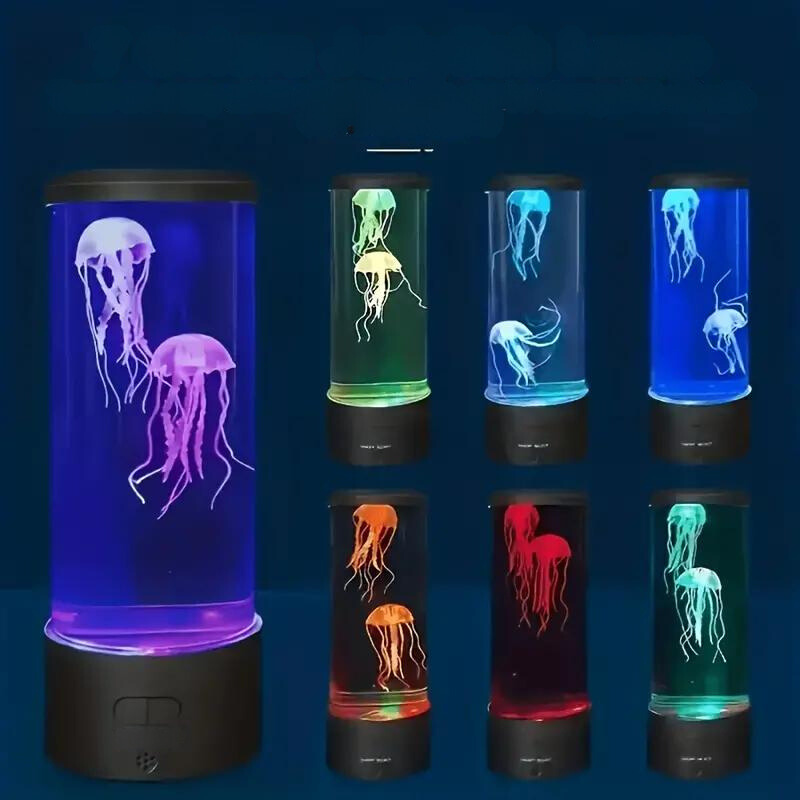 SerenitySphere | Aquarium & Kwallen Lava Lamp l Kalmerende sfeerlamp l 7 Kleuren LED