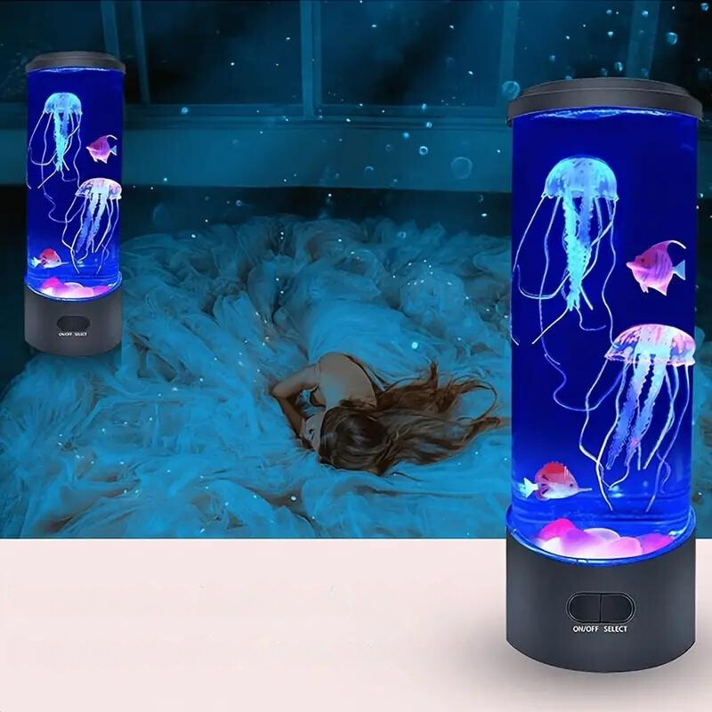 SerenitySphere | Aquarium & Kwallen Lava Lamp l Kalmerende sfeerlamp l 7 Kleuren LED