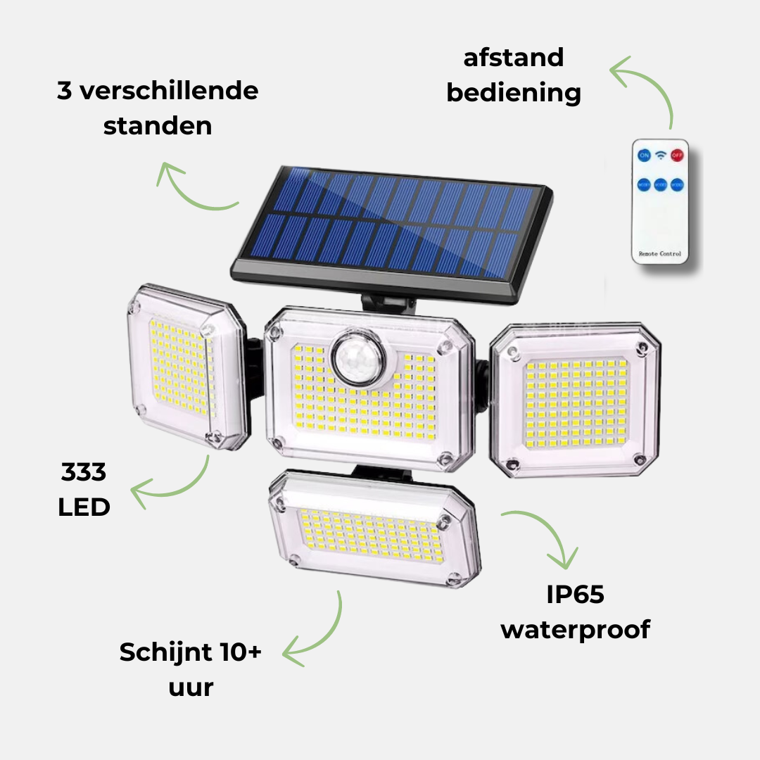 CoolQuest - Solar Buitenlamp - bewegingssensor - 333 LED