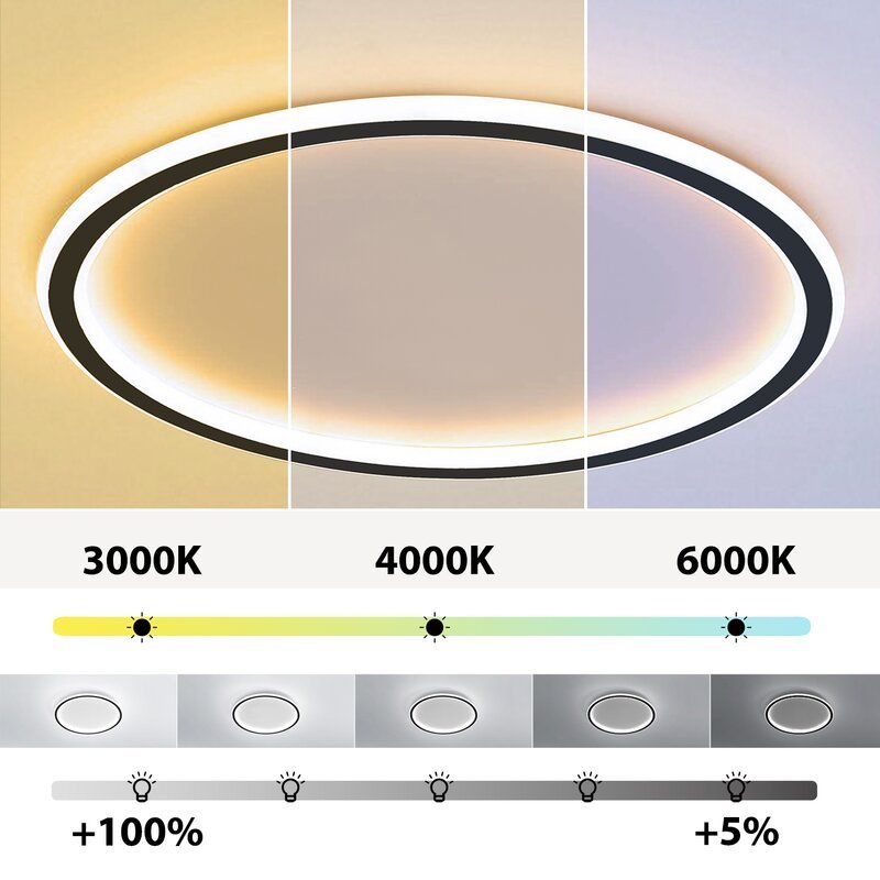 SleekAura | Moderne Ronde LED Plafondlamp Metaal/Acryl Zwart/Wit Slaapkamer/Eetkamer/Woonkamer