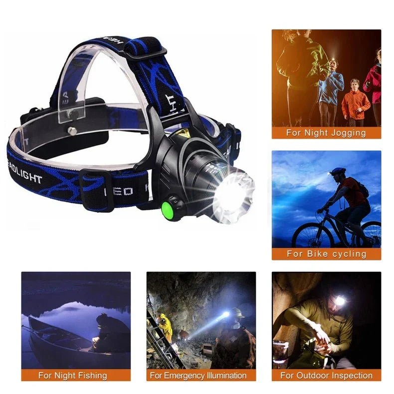 XtremeLight - Krachtige waterdichte LED-hoofdlamp met zoom & oplaadbare batterij voor buitenactiviteiten