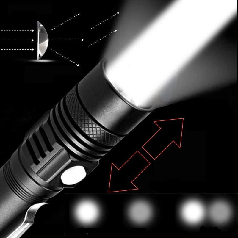TitanTorch - Oplaadbare batterijgevoede ongelooflijk felle 90000LM LED tactische zaklamp met zoomfunctie