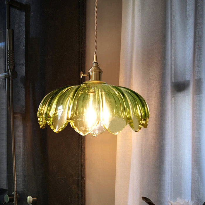 AuraBloom | Vintage Glazen Bloem Hanglamp