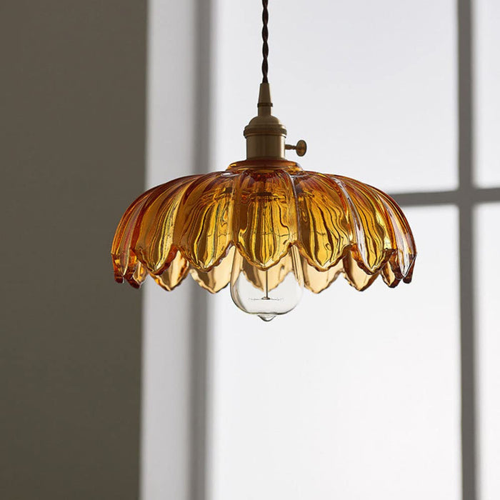 AuraBloom | Vintage Glazen Bloem Hanglamp