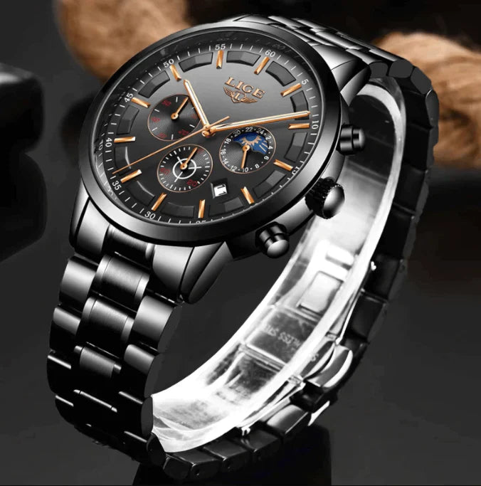 VanguardTime | Military Black Steel Horloge - Elegant en stijlvol