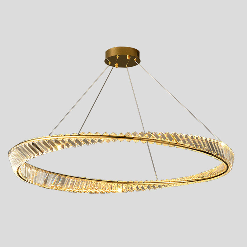 ElegaLume | Moderne Ronde LED Hanglamp Metaal/Glas Goud Slaap/Woon/Eetkamer