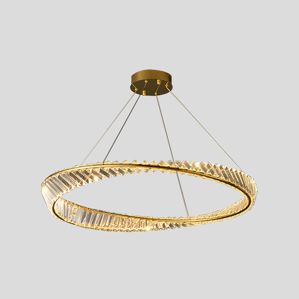 ElegaLume | Moderne Ronde LED Hanglamp Metaal/Glas Goud Slaap/Woon/Eetkamer