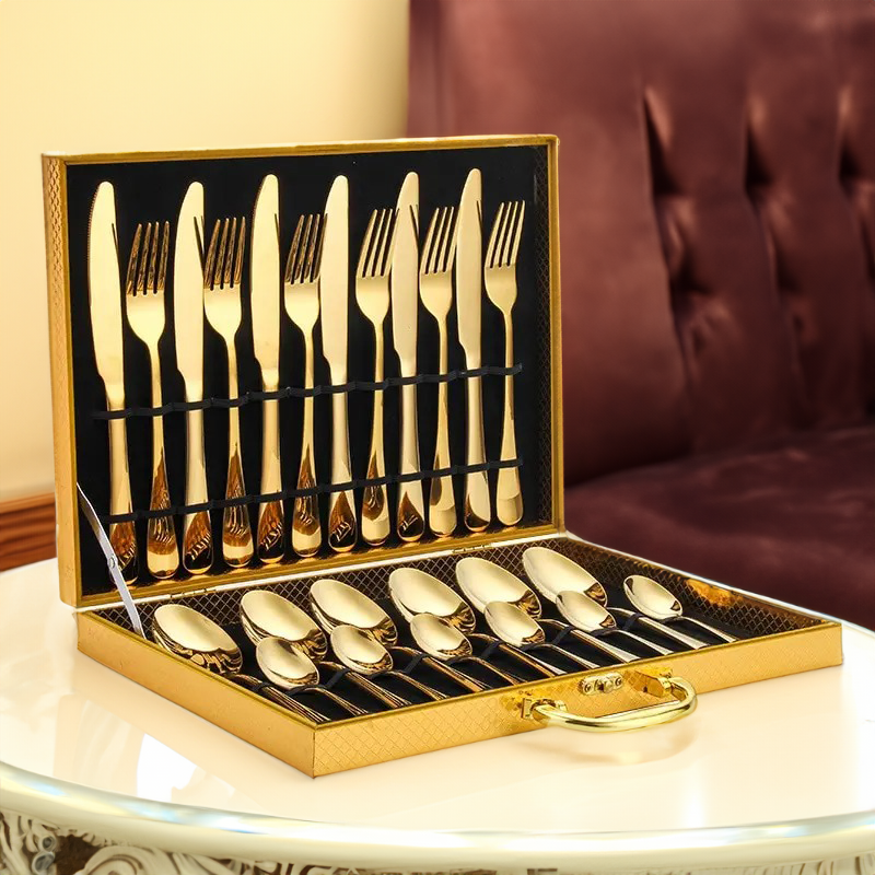 Elegantra - De prachtige 24-delige bestekset in zilver en goud